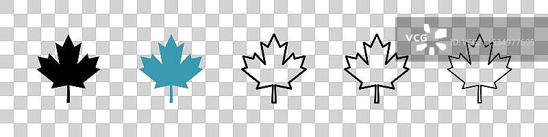 黑色细线平面枫叶图案图片素材