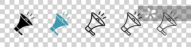 黑色细线平面风格的扩音器线条图片素材