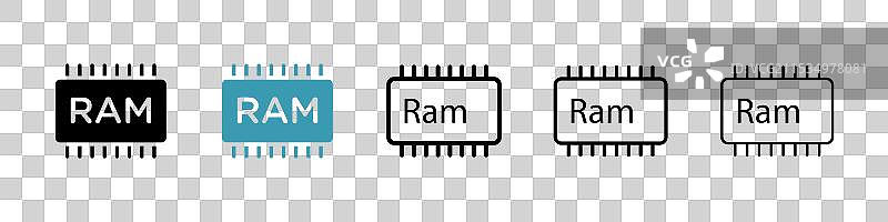 黑色细线平面风格的RAM内存条图片素材