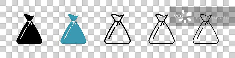 黑色细线平面垃圾袋图案图片素材