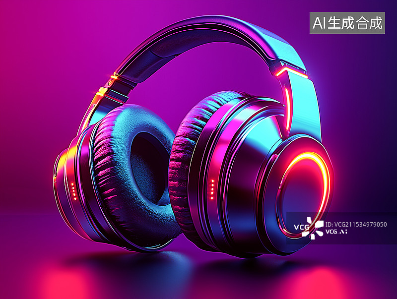 【AI数字艺术】美感特效3D插画耳机图片素材