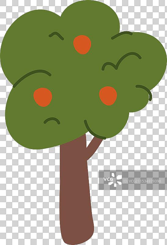 手绘盛开的树图片素材