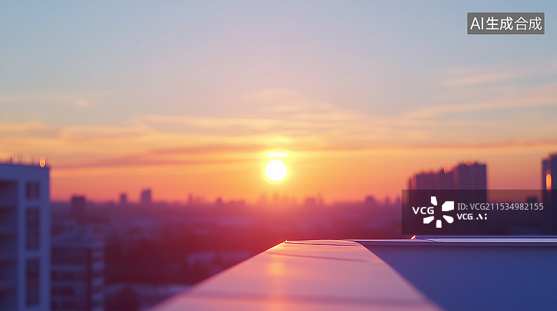 【AI数字艺术】高楼日落余晖图片素材