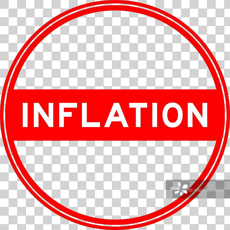 红色圆形印章贴纸，上面写着“通货膨胀”图片素材