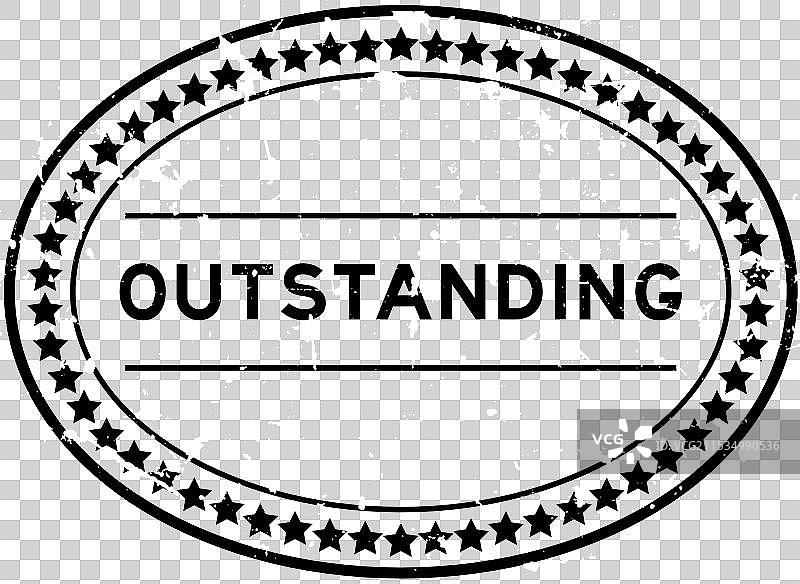 粗犷黑色杰出字样椭圆形橡胶印章图片素材