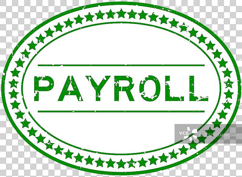 磨损的绿色工资字样椭圆形橡胶印章图片素材