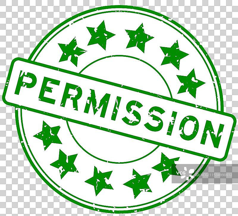 圆形的星形图标与复古绿色的许可字样图片素材