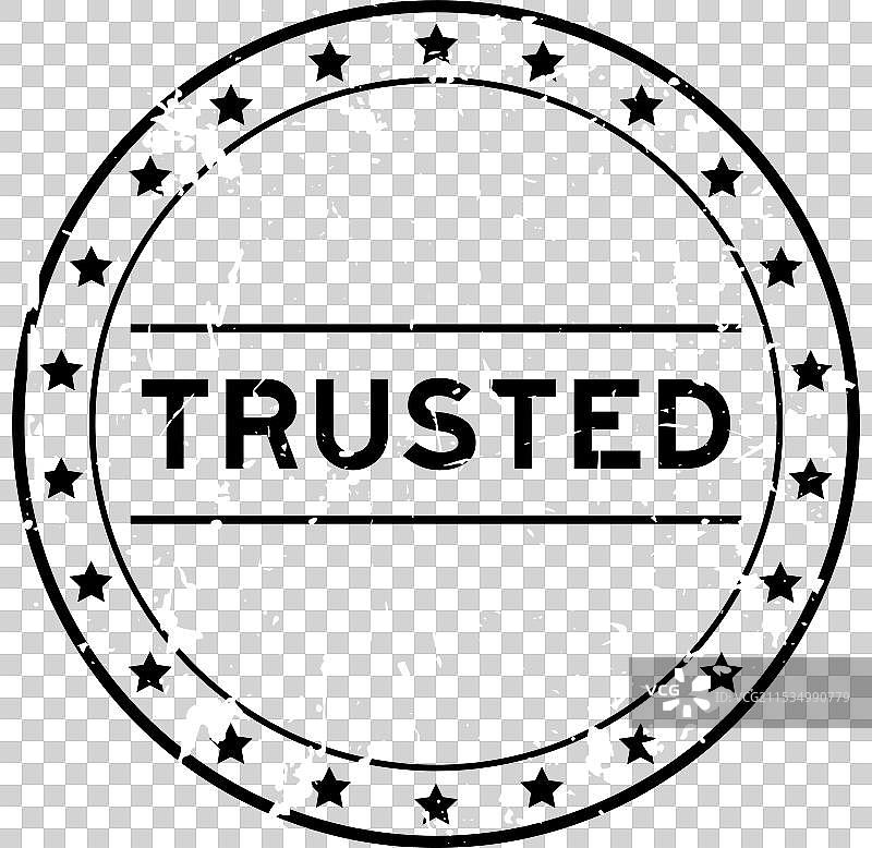 复古黑色可信赖的圆形橡胶印章图片素材