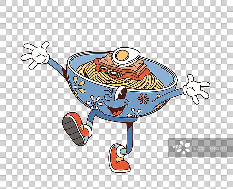 卡通风格的韩国冷面碗角色图片素材
