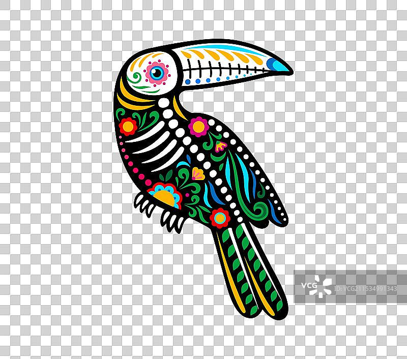 亡灵节墨西哥巨嘴鸟动物骷髅图片素材