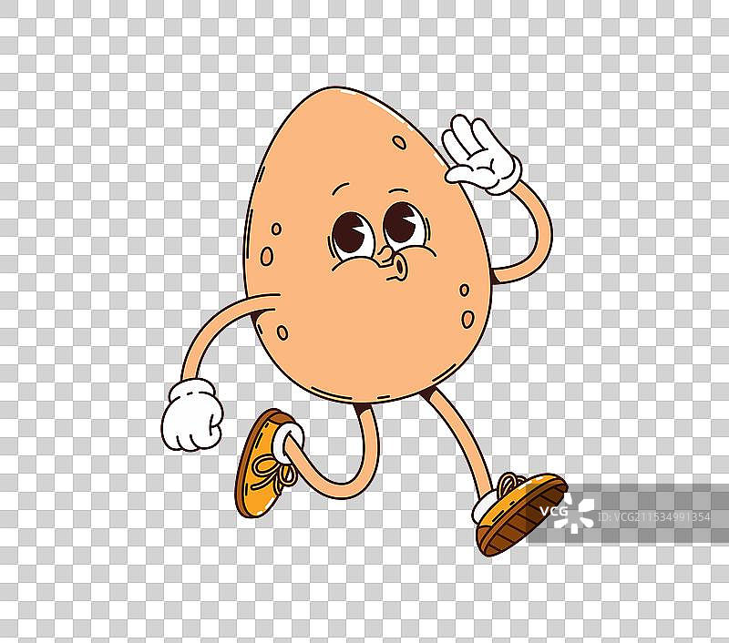 复古风格的鸡蛋卡通角色，充满活力的早餐气息图片素材