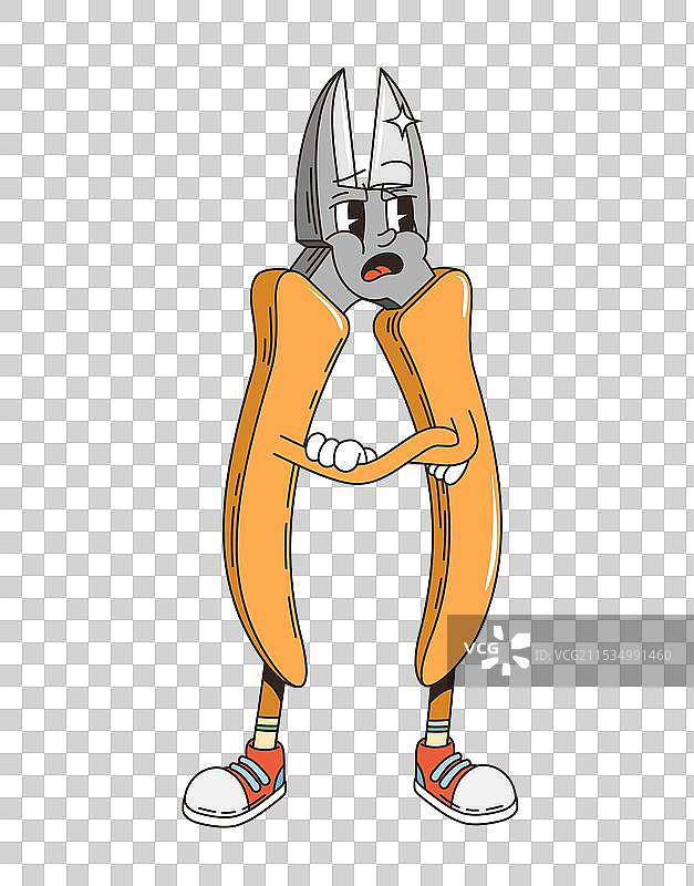 复古风格的酷炫线切割工具卡通角色图片素材