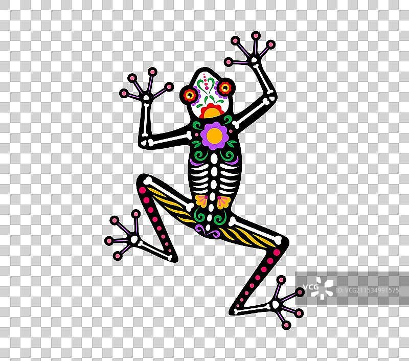 亡灵节墨西哥青蛙骷髅纹身图片素材