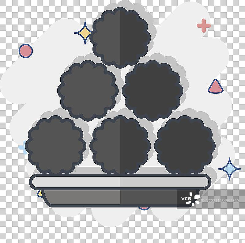 与快餐相关的肉丸图标，漫画风格图片素材