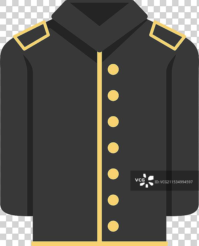 黑色军装外套，配有金色纽扣和图片素材