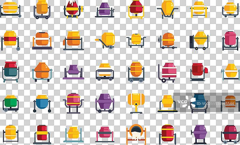 混凝土搅拌机图标集 建筑工具图片素材