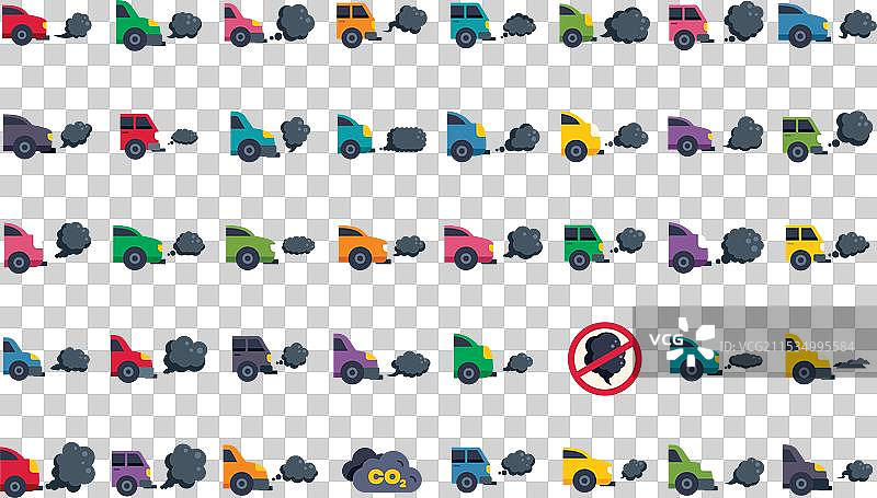 各种汽车从排气管排放黑烟图片素材