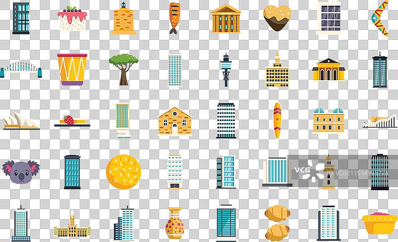 澳大利亚旅游标志图标集展示著名景点图片素材