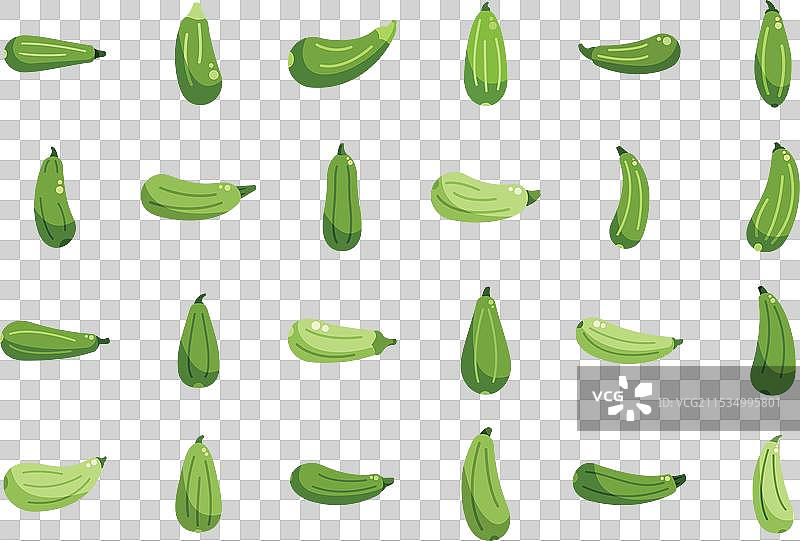 白色背景上的绿色西葫芦无缝图案图片素材