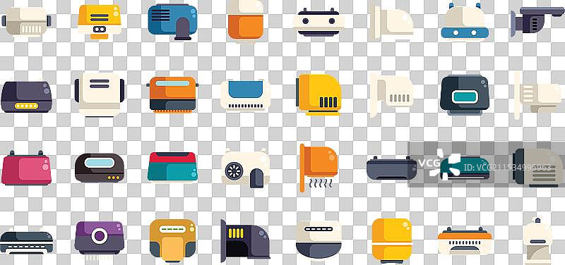 一组不同的洗手间手干器图标图片素材