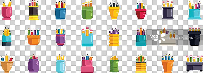 不同支架中的一组彩色铅笔图片素材