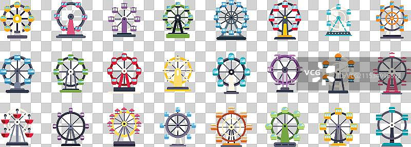 摩天轮图标集展示不同类型的摩天轮图片素材