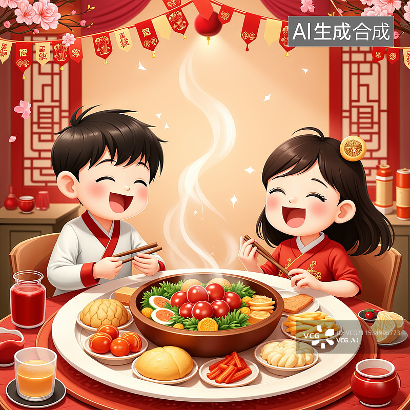 【AI数字艺术】团圆饭图片素材