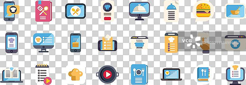 在线烹饪课程、食谱和食品配送图片素材