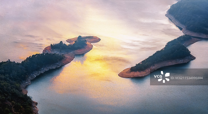 半岛的对话--安徽安庆桐城龙眠山景区风光图片素材