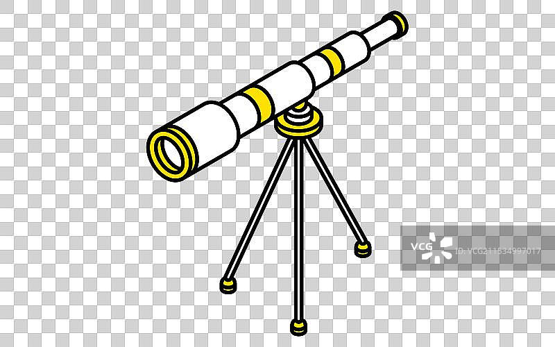 简单的等轴测望远镜线条图图片素材