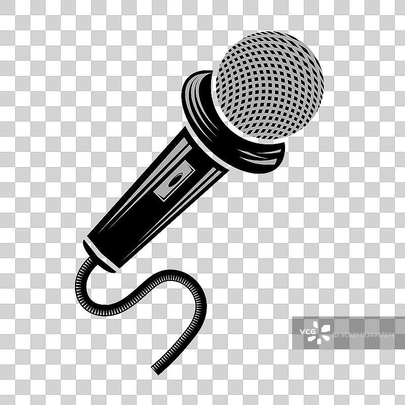 复古麦克风图标，背景为白色图片素材