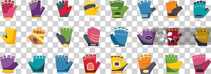 一组展示不同颜色的自行车手套图片素材