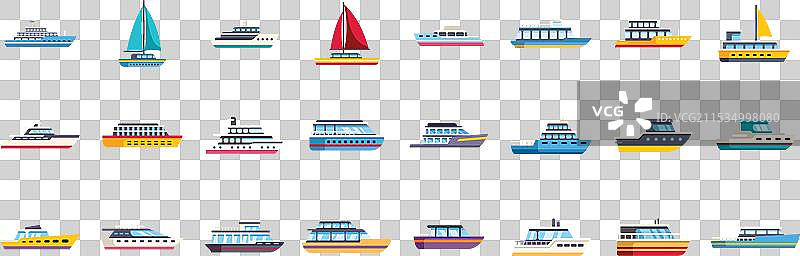 各种色彩斑斓的船只在航行图片素材