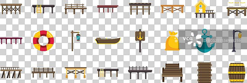 各种码头元素的组合，展示海洋主题图片素材