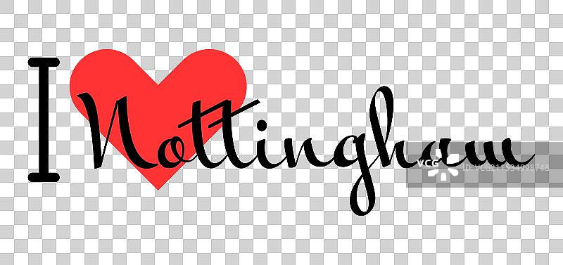 我爱诺丁汉，英国的城市。图片素材