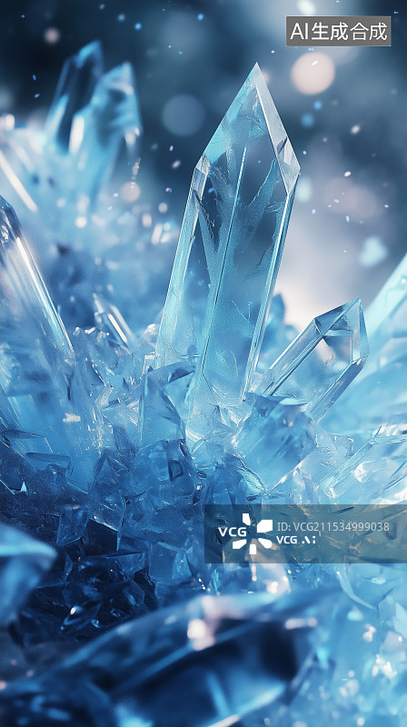【AI数字艺术】竖屏冰晶背景图片素材
