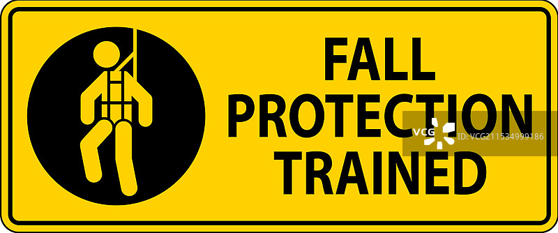 安全帽贴纸：已接受坠落保护培训图片素材