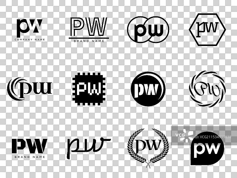 pw logo 公司模板 字母 p 和 w 标志设计图片素材