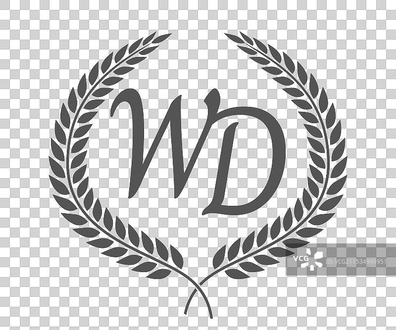 字母W和D的单色徽标设计图片素材
