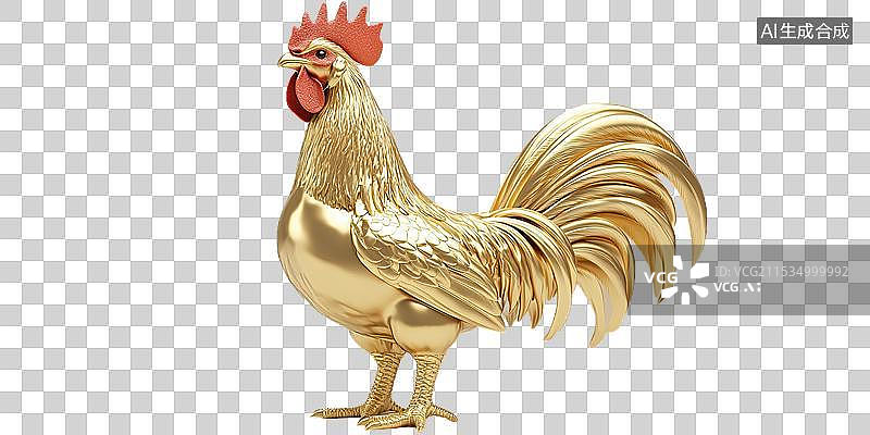 【AI数字艺术】3D插画黄金色的可爱鸡玩具装饰品摆件元素透明背景生肖鸡年新年传统文化财富金融储蓄和投资经济收藏品图片素材