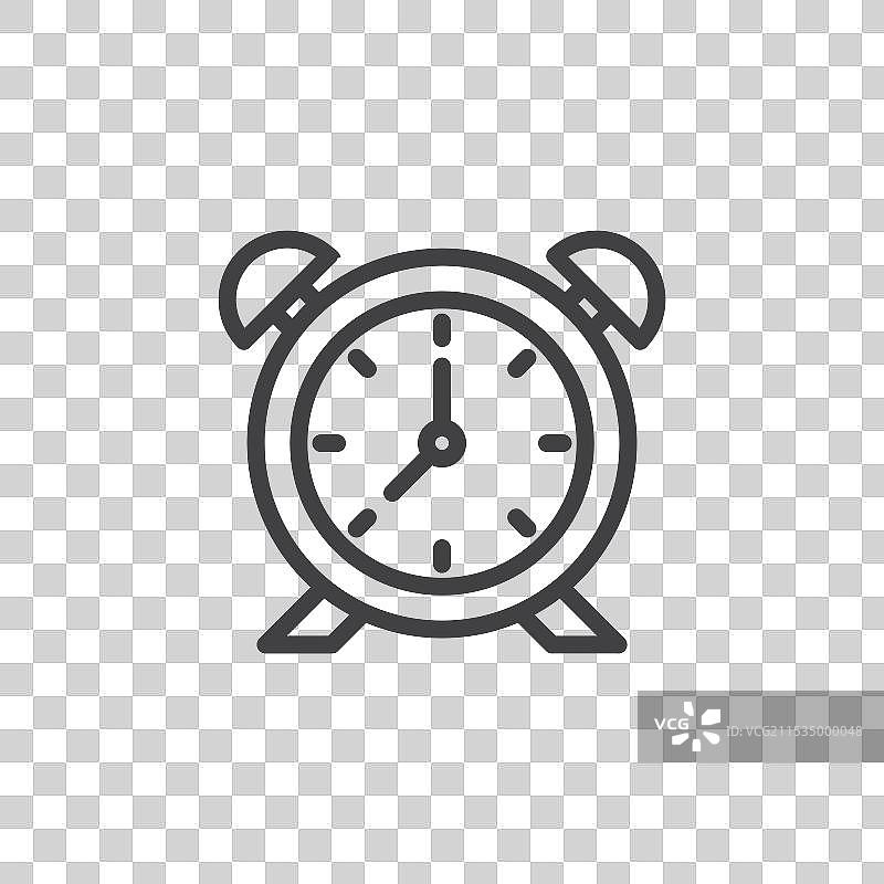 细线黑色平面闹钟图标图片素材