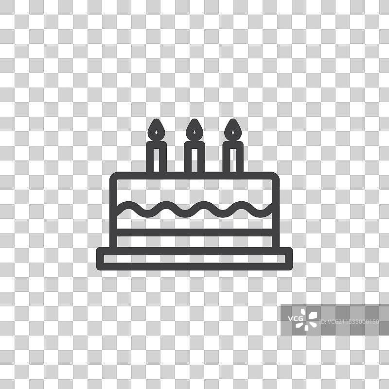 黑色细线平面生日蛋糕图案图片素材