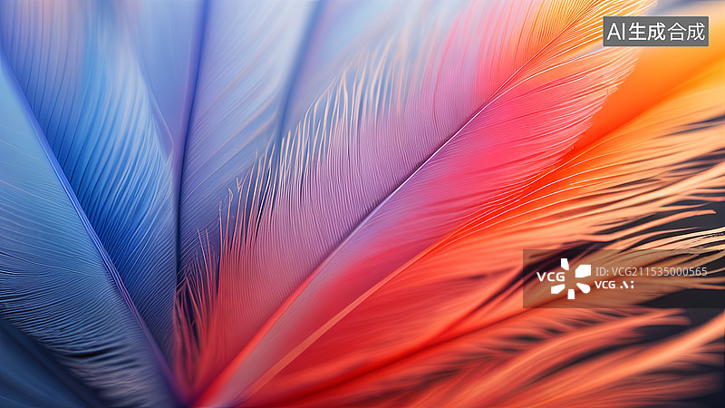 【AI数字艺术】彩色动物羽毛微距特写背景图图片素材