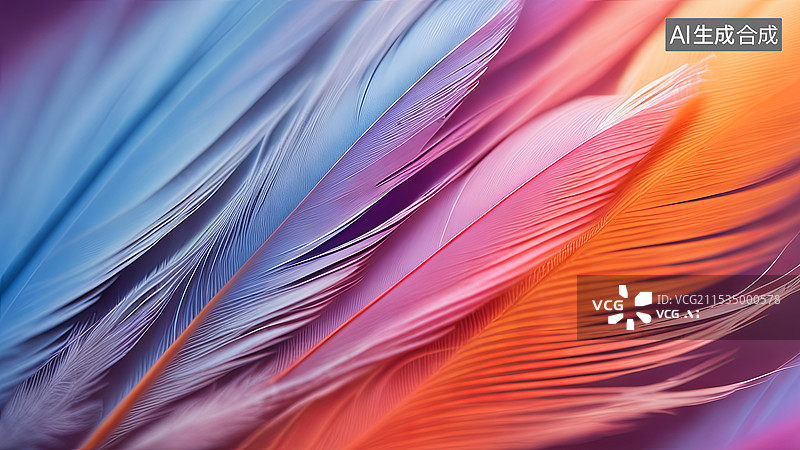 【AI数字艺术】彩色动物羽毛微距特写背景图图片素材