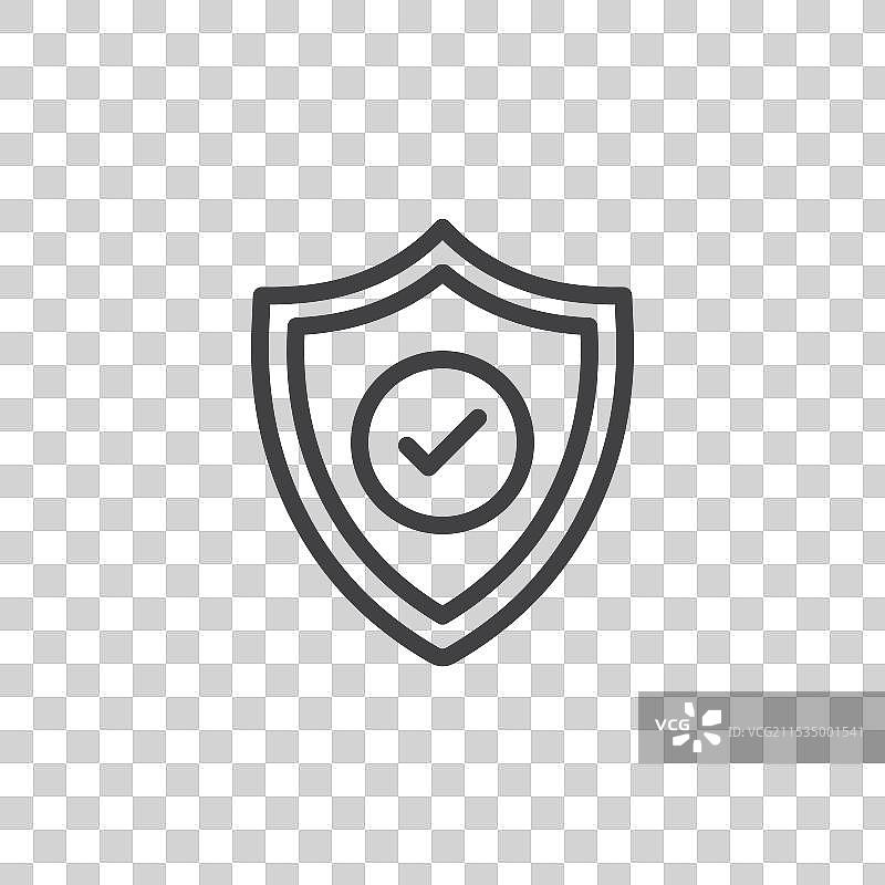 黑色细线平面盾牌检查线图片素材