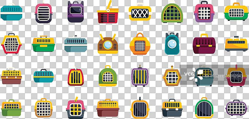 多彩的宠物旅行箱集合图片素材