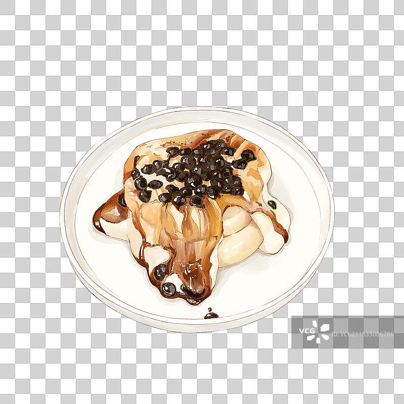 有焦糖珍珠奶油的美味甜品舒芙蕾图片素材