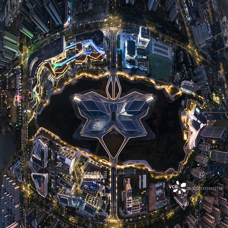 珠海金湾艺术中心灯光夜景图片素材