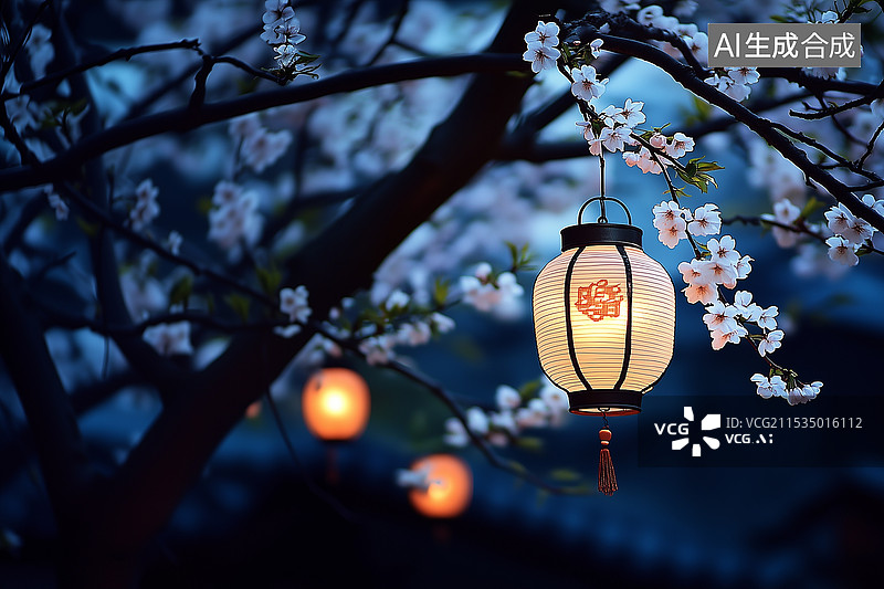 【AI数字艺术】中国传统新年节日灯笼场景图片素材