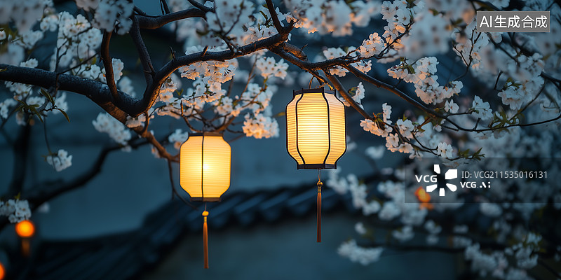 【AI数字艺术】中国传统新年节日灯笼场景图片素材